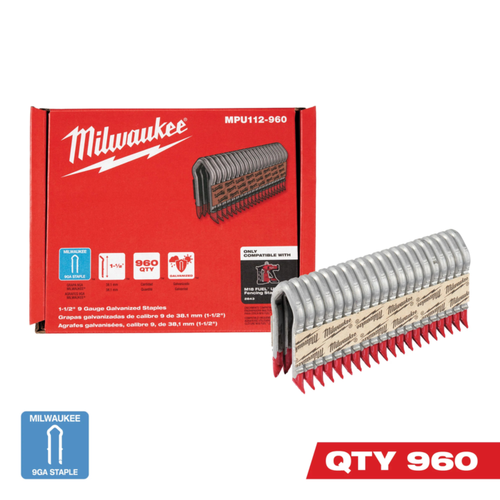 Milwaukee 1.5" 9 Gauge Galvanized Staples