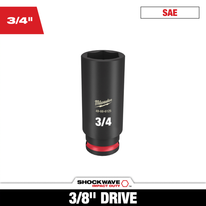 Milwaukee SHOCKWAVE™ Impact Duty 3/8" Drive 3/4" Deep 6 Point Socket