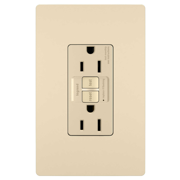 Pass & Seymour radiant® 15A Duplex Self-Test GFCI Receptacles with SafeLock® Protection, Ivory
