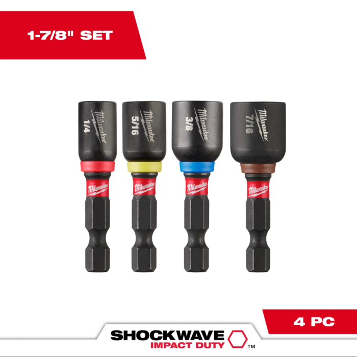 Milwaukee 4PC SHOCKWAVE™ Impact Duty 1-7/8" Magnetic Nut Driver Set