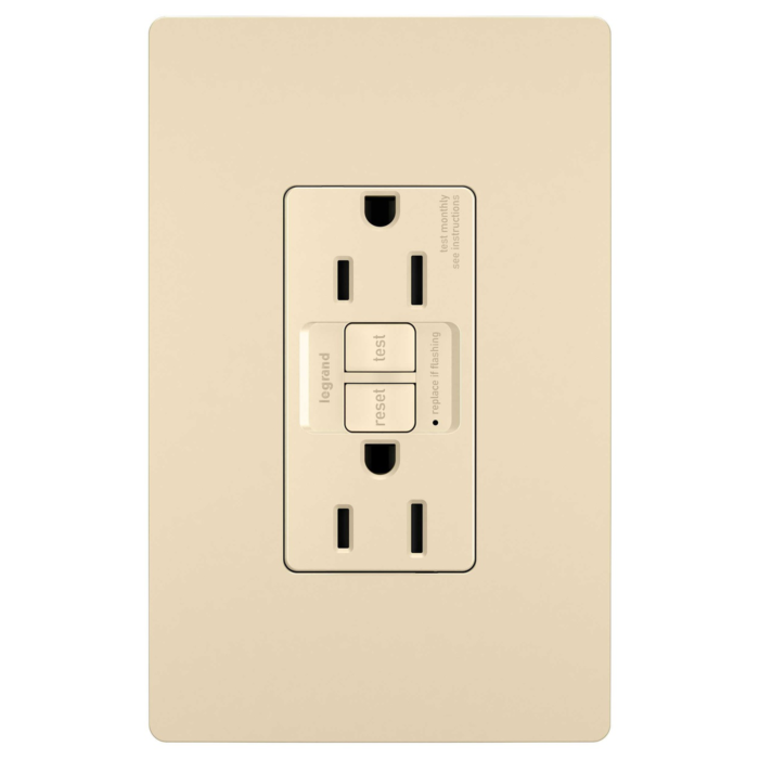 Pass & Seymour radiant® Tamper-Resistant 15A Duplex Self-Test GFCI Receptacles with SafeLock® Protection, Ivory