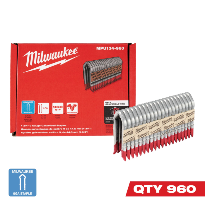 Milwaukee 1.75" 9 Gauge Galvanized Staples
