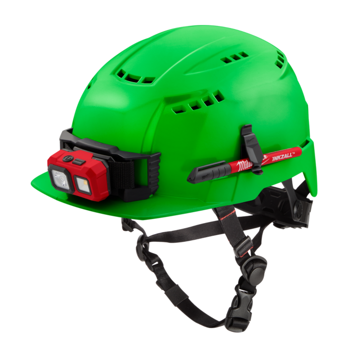 Milwaukee BOLT™ Green Front Brim Vented Safety Helmet (USA) - Type 2, Class C
