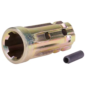 Double HH 1-1/8 x 6 Female Spline 1-3/8 x 6 Male Spline Yellow Zinc Plated/BlackOxide PTO Adapter