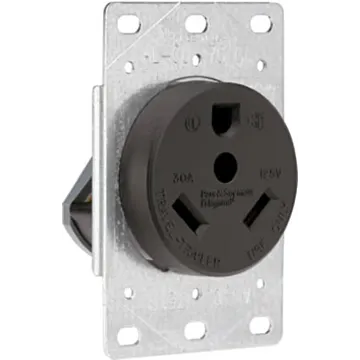 Pass & Seymour Legrand 3830CC6 Power Outlet, 2 -Pole, 125 VAC, 30 A, Black