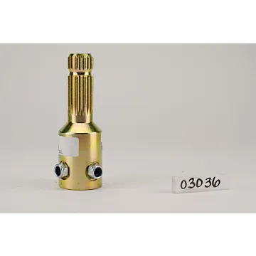 Double HH 1-3/4 x 20 Female Spline 1-3/8 x 21 Male Spline Yellow Zinc Plated/BlackOxide Set Screw PTO Adapter
