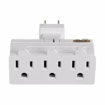 Eaton swivel three outlet tap, Swivel, single receptacle to 3 outlets, 15A, 125V, White, Thermoplastic, 5-15R, NEMA 5-15R