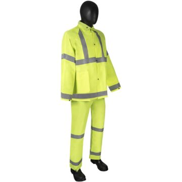 DuraWear™ 3-Piece Hooded Rainsuit (Hi-Vis Green)