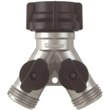 Gilmour 800154-1001 Y-Connector, Zinc, Chrome, For: Garden Hose