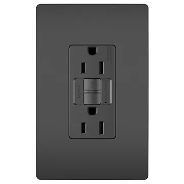 Pass & Seymour radiant® Tamper-Resistant 15A Duplex Self-Test GFCI Receptacles with SafeLock® Protection, Black