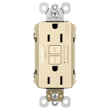 Pass & Seymour radiant® Tamper-Resistant 15A Duplex Self-Test GFCI Receptacles with SafeLock® Protection, Ivory