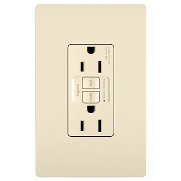 Pass & Seymour radiant® Tamper-Resistant 15A Duplex Self-Test GFCI Receptacles with SafeLock® Protection, Light Almond