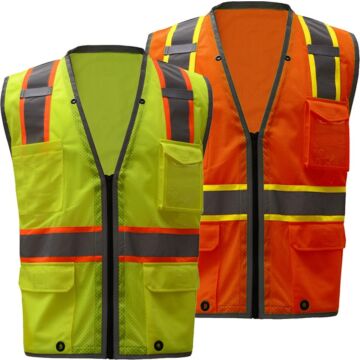 GSS SAFETY® 1702-4XL 4XL 100% Polyester Hi-Vis Orange Safety Vest
