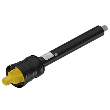 Weasler 5-80 series CV wide angle universal joint and shaft with guard with 1 3/8-21 spline, auto-lok connection and 1 11/16-20 spline, telescoping connection