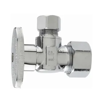 PlumbPak® 1/2 in x 3/8 in OD Compression Chrome Quarter Turn Supply Stop Angle Valve