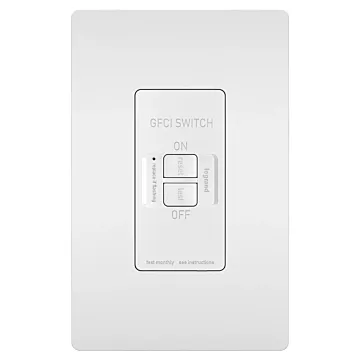 Pass & Seymour radiant® Dead Front 20A Duplex Self-Test GFCI Receptacles with SafeLock® Protection, White