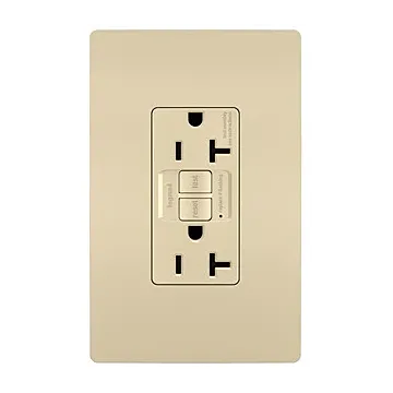 Pass & Seymour radiant® 20A Duplex Self-Test GFCI Receptacles with SafeLock® Protection, Ivory