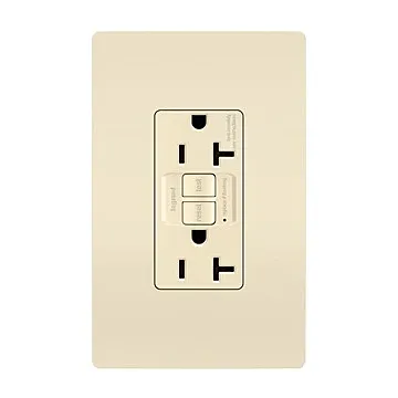 Pass & Seymour radiant® 20A Duplex Self-Test GFCI Receptacles with SafeLock® Protection, Light Almond