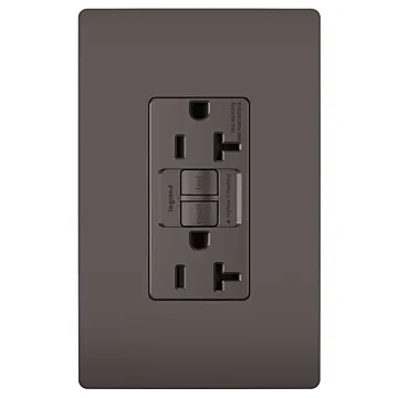 Pass & Seymour radiant® Tamper-Resistant 20A Duplex Self-Test GFCI Receptacle with SafeLock® Protection, Brown