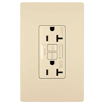 Pass & Seymour radiant® Tamper-Resistant Weather-Resistant 20A Duplex Self-Test GFCI Receptacles with SafeLock® Protection, Ivory