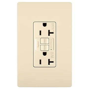 Pass & Seymour radiant® Tamper-Resistant Weather-Resistant 20A Duplex Self-Test GFCI Receptacles with SafeLock® Protection, Light Almond