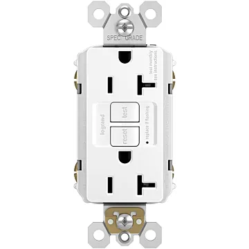 Pass & Seymour radiant® 20A Duplex Self-Test GFCI Receptacles with SafeLock® Protection, White