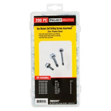 Midwest Fastener Hex Washer SD Screw Kit 200pc