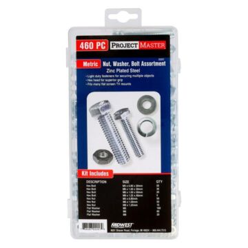 Midwest Fastener ProjectMaster Metric Nut, Washer, Bolt 460pc Kit