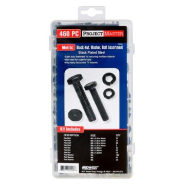 Midwest Fastener ProjectMaster Metric Black Nut, Washer, Washer, Bolt 460pc Kit