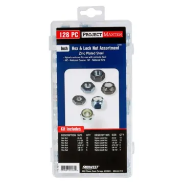 Midwest Fastener ProjectMaster Inch Hex & Lock Nut 128pc Kit