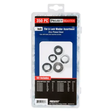 Midwest Fastener ProjectMaster Inch Flat & Lock Washer 350pc Kit