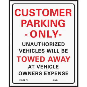 Hy-Ko Commercial Grade Plastic Sign, Customer Parking Only