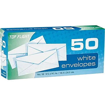 Top Flight 6900815 Envelope, White