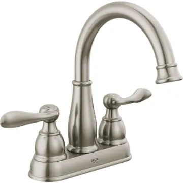 Delta Windmere Brushed Nickel 2-Handle Lever 4 In. Centerset Bathroom Faucet and Push Pop-Up with Overflow