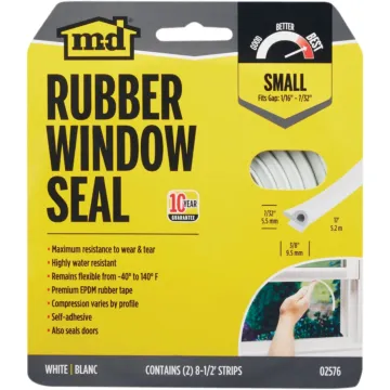 M-D Brown 17' 3/8"  Extreme Temp Medium Gap Rubber Weatherstrip, White