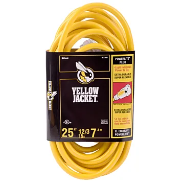 Yellow Jacket 12/3 SJTW Premium Lighted End Extension Cord (Yellow) 25 ft