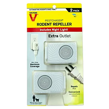 Victor Pestchaser Rodent Repellent with Nightlight & Extra Outlet – 2 Units