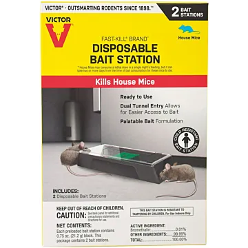Victor Fast-Kill Brand Disposable Mouse Bait Station - 2 Pack