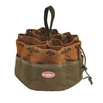 Bucket Boss 25001 Parachute Bag, 10 in W, 10 in D, 6-1/2 in H, 19-Pocket, Canvas, Brown