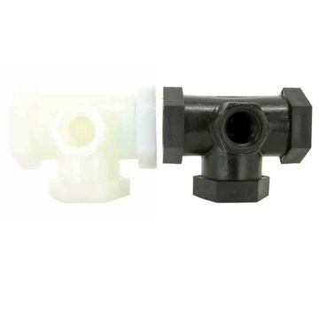 Valley Industries 1/2" Female NPT Poly Tee with 1/4" Female NPT Gauge Port