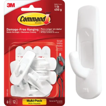Command Small Utility Hook Value Pack, White, 6 Hooks, 12 Strips