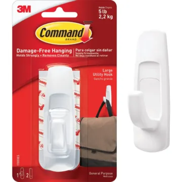 Command Large Utility Hook, White, 1 Hook, 2 Strips