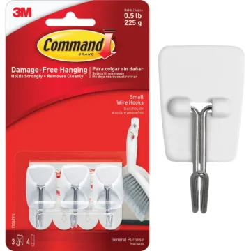 Command Small Wire Hooks, 3 Hooks, 4 Strips