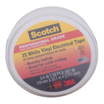 3M Scotch® #35 Electrical Tape, 10828-DL-2W, 0.75 in x 66 ft x 7 mil, White, 10/case