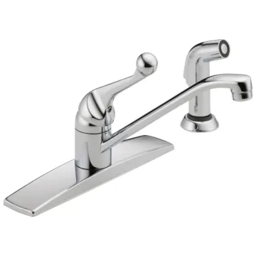 Delta Faucet Delta 134 / 100 / 300 / 400 Series: Single Handle Kitchen Faucet With Spray - Single Handle Lever - Chrome