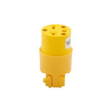 Cooper Wiring Devices Straight Blade Connector, 20A, 250V, NEMA 6-20R, #18-12 AWG, Brass/Thermoplastic, Yellow