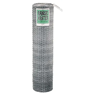 Rangemaster 5938 Poultry Net, 50 ft L, 60 in W, 20 Gauge, Hexagonal Mesh, 1 in Mesh, Galvanized Steel