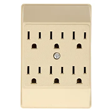 Eaton Wiring Devices C1146V Outlet Adapter, 2 -Pole, 15 A, 125 V, 6 -Outlet, NEMA: NEMA 5-15R, Ivory