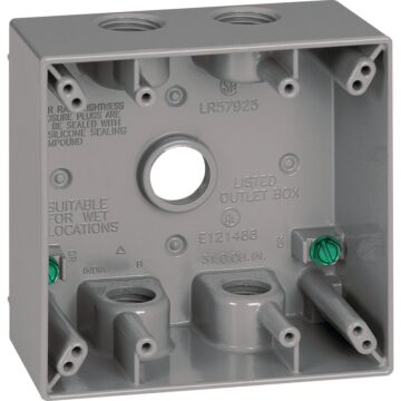 Hubbell Southwire Dual Gang 3/4 In. 5-Hole Gray Weatherproof Junction Box