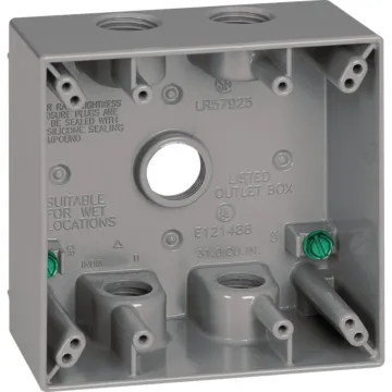 Hubbell Southwire Dual Gang 3/4 In. 5-Hole Gray Weatherproof Junction Box